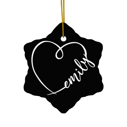 Emily Name Heart Calligraphy Ceramic Ornaments