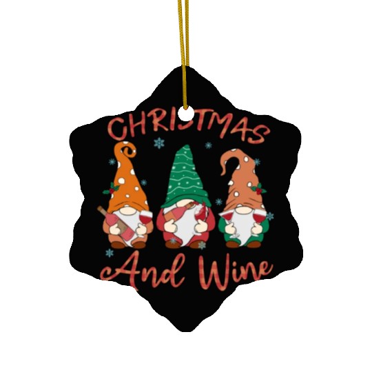 Christmas Gnomes & Wine Delight - Festive Holiday Ceramic Ornaments