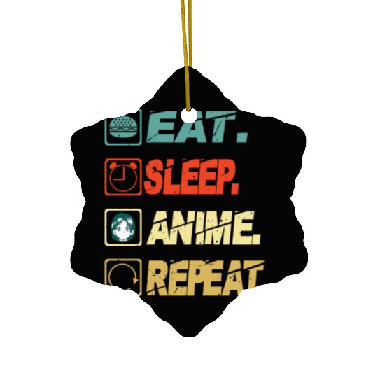 Eat Sleep Anime Repeat Ramen Kawaii Japanese Manga Ceramic Ornaments