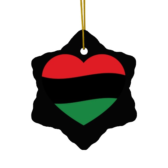 Pan African Flag Love Heart Ceramic Ornaments