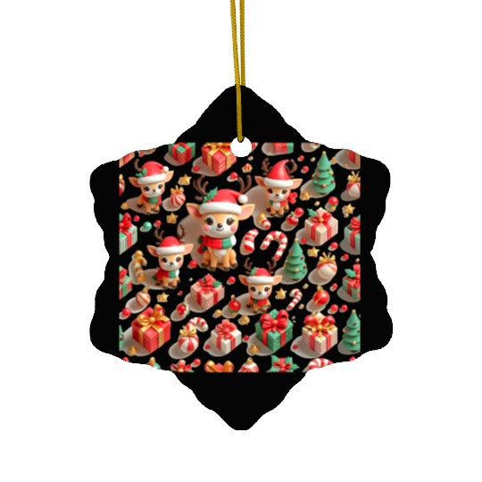 Cute Christmas deer pattern Ceramic Ornaments
