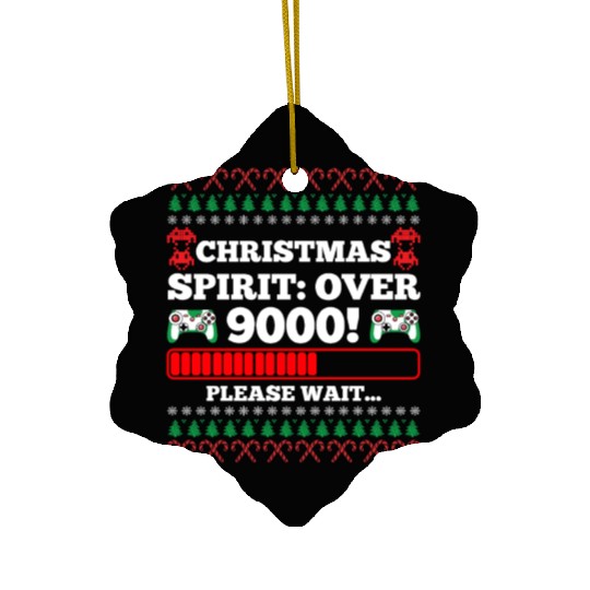 Christmas Spirit: Over 9000! Please Wait Gambling Ceramic Ornaments