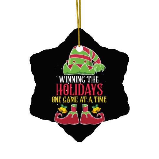 Christmas Elf One Game at a Time Christmas Ceramic Ornaments