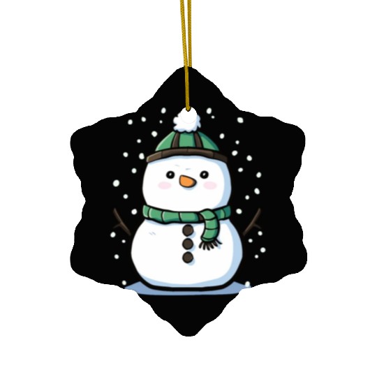 Christmas Holiday Pudgy Kawaii Snowman Ceramic Ornaments