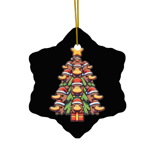 Platypus, Christmas Tree, Merry Christmas Ceramic Ornaments