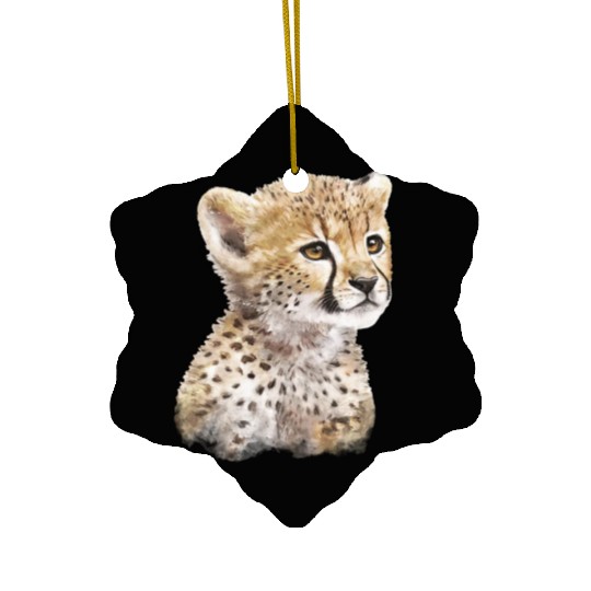 Baby Cheetah Art Watercolor Painting Portrait Ceramic Ornaments