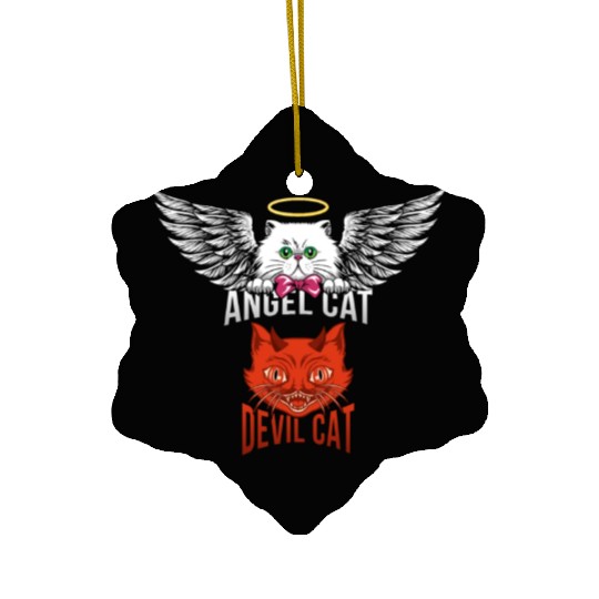 Angel Cat And Devil Cat Ceramic Ornaments