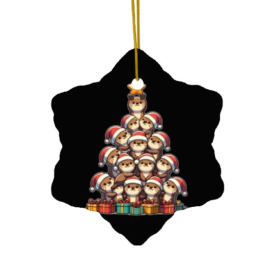 Otter Christmas Tree Merry Christmas Ceramic Ornaments