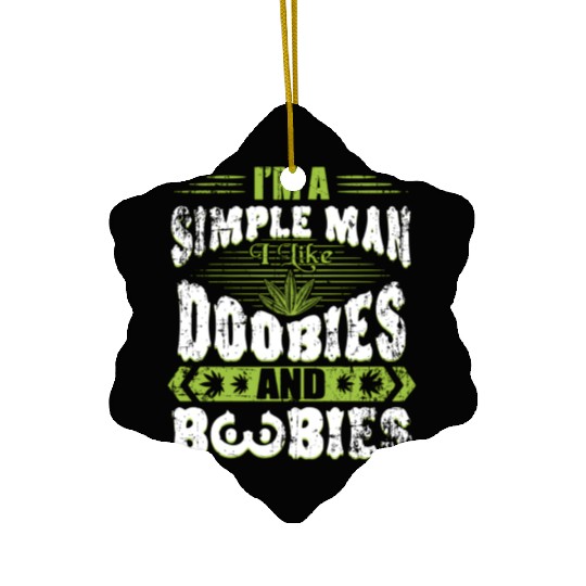 Marijuana Doobies And Boobies Smoking Pot Weed Ceramic Ornaments