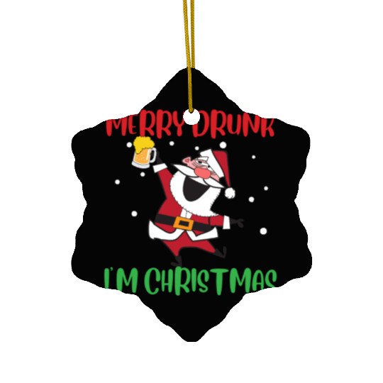 Merry Drunk I'm Christmas Funny Santa Claus Ceramic Ornaments