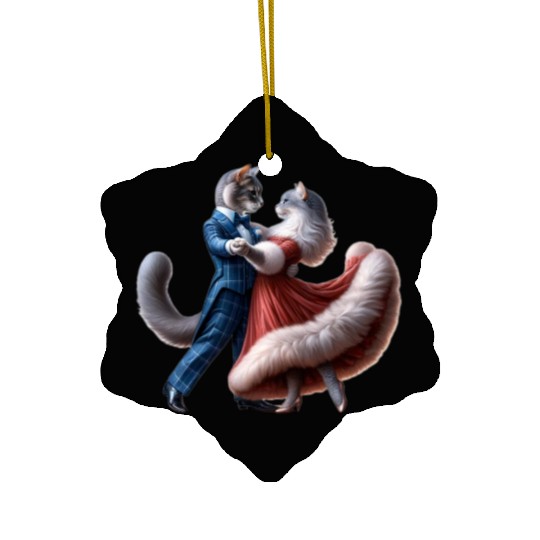 Twilight Dance of Cats Ceramic Ornaments