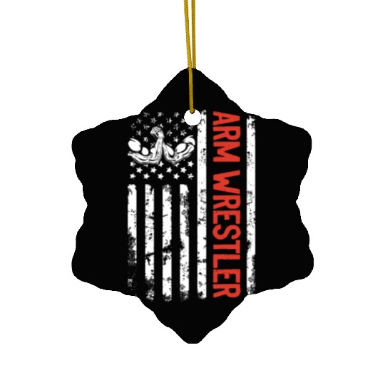 Arm Wrestler Arm Wrestle US Flag Arm Wrestling US Ceramic Ornaments