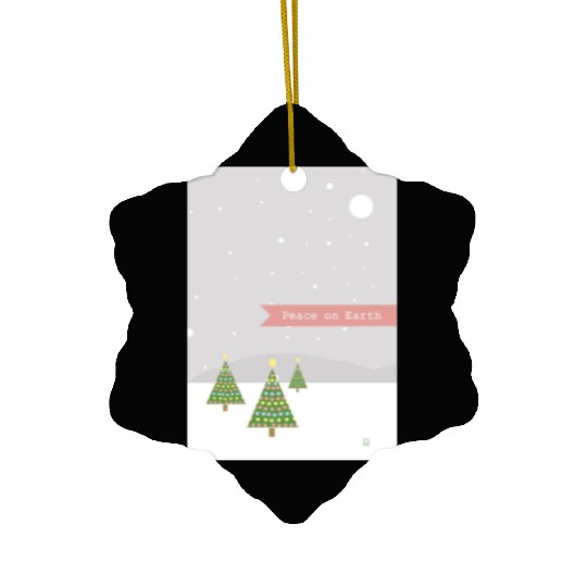 Peace On Earth Christmas Trees Falling Snow Winter Ceramic Ornaments