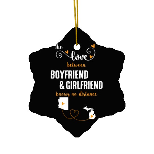 Love Between BF And GF Arizonna To Michigan Gift Ceramic Ornaments