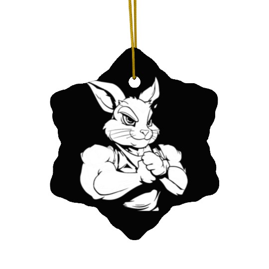 Workout Gym Rabbit Ceramic Ornaments