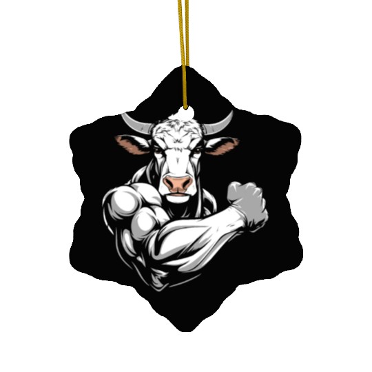 Workout Gym Cow Ceramic Ornaments