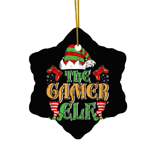 Christmas Gamer Elf Video Games X-Mas Ceramic Ornaments