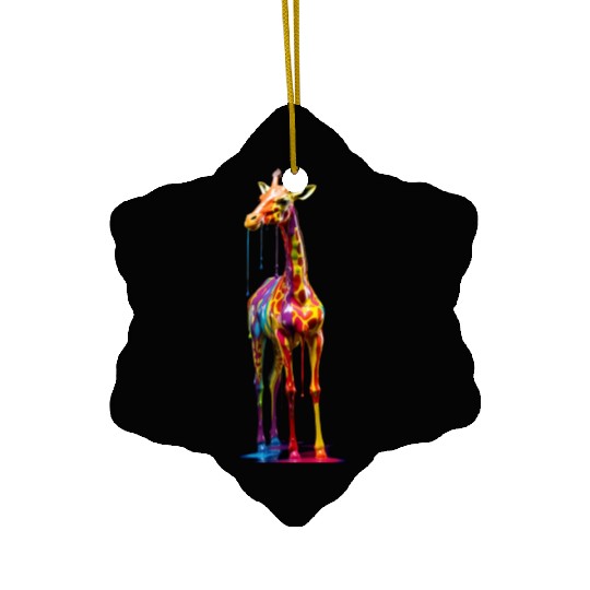 Rainbow Colored Giraffe Ceramic Ornaments