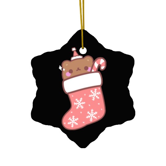 Teddy bear in a boot Ceramic Ornaments