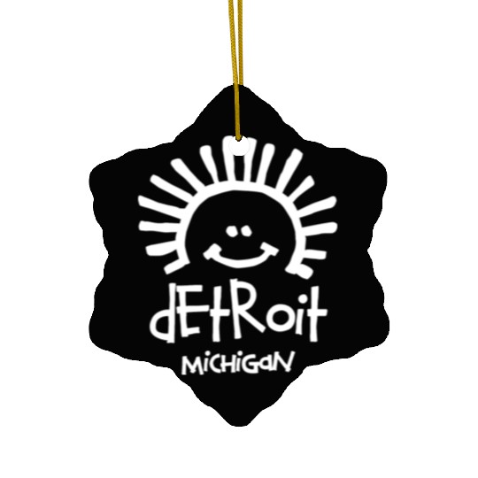 Detroit Michigan Sun Smiley Face Souvenirs Gifts Ceramic Ornaments