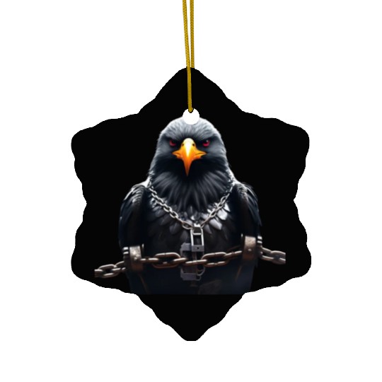 Steel & Storm: Eagle Breaks Through Bars Ceramic Ornaments