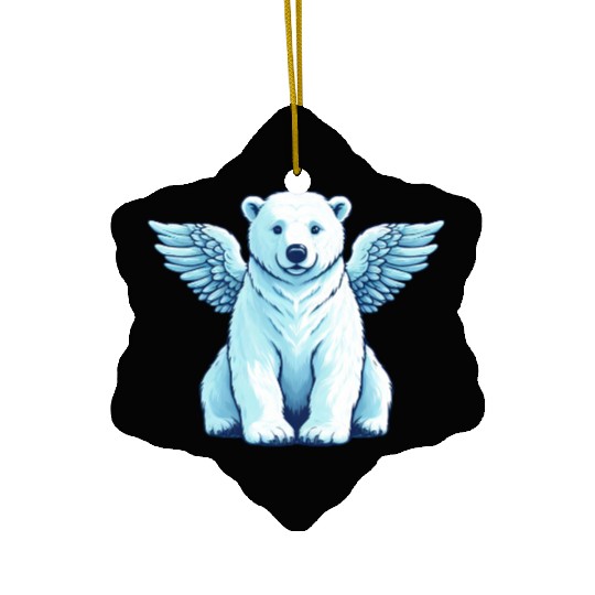 Bear Polar Bear Angel Wings Ceramic Ornaments