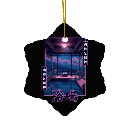 Japanese Vaporwave Bathhouse Sauna Retro Nostalgia Ceramic Ornaments