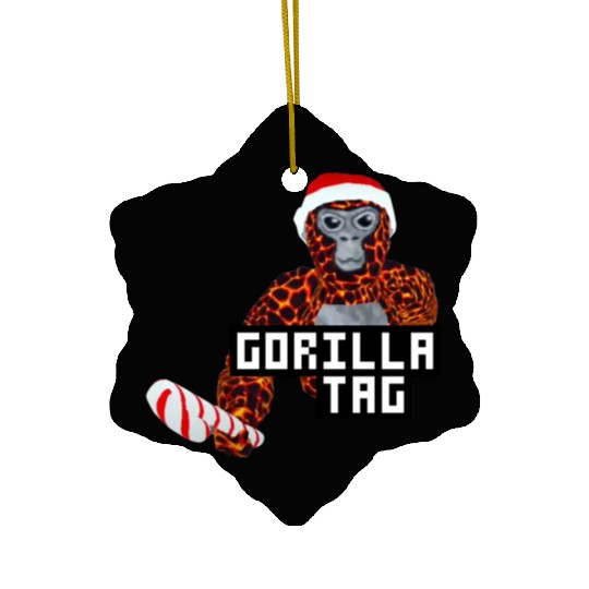 Gorilla Tag Santa Monkey Candy Cane Gorilla Ceramic Ornaments