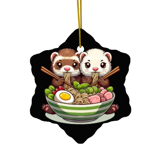 Ferret Ramen Noodle Japanese Kawaii Anime Gifts Ceramic Ornaments