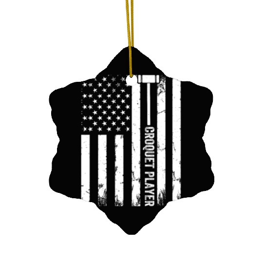 Croquet US Flag Croquet Player Ceramic Ornaments