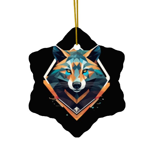 animal Low-Poly fox art Rules Ceramic Ornaments