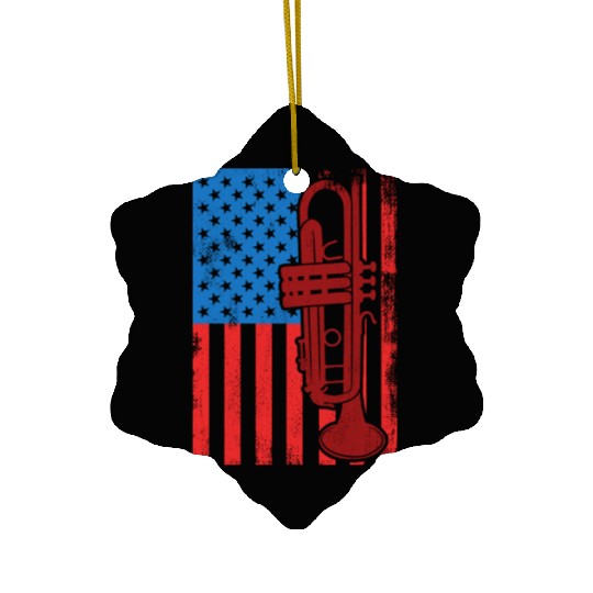 US Patriotic Trumpet Player Ceramic Ornaments