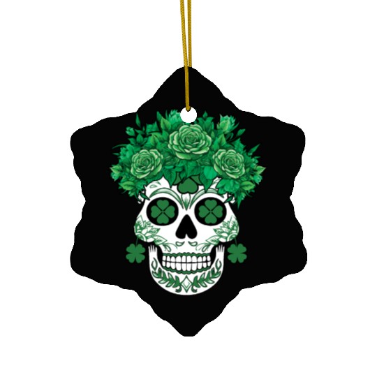 Cool Los Muertos Shamrock Saint Patrick's Day Ceramic Ornaments