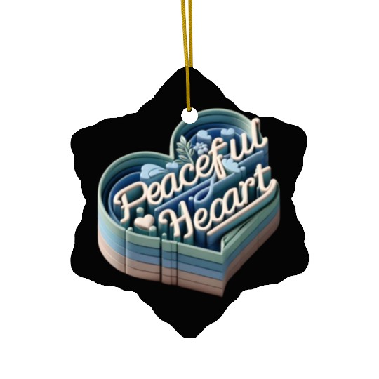 3D Peaceful Heart Typography Design Ceramic Ornaments