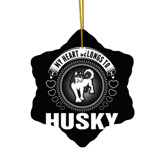 My Heart Belongs To Husky Dog Ceramic Ornaments