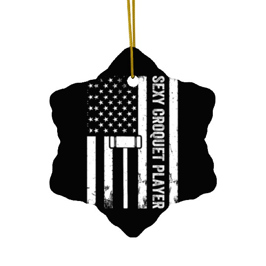 Playing Croquet US Flag Sexy Croquet Player Ceramic Ornaments