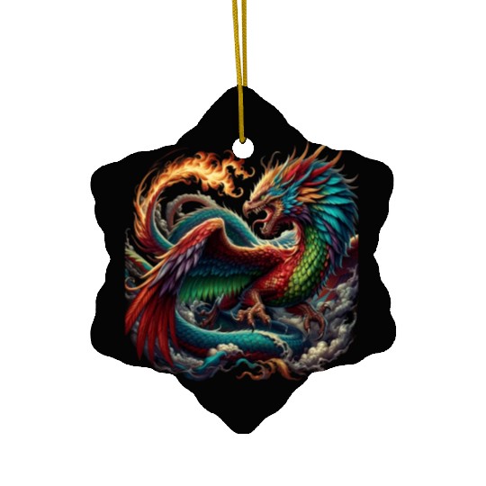 Aether s Embrace The Phoenix Dragon Ceramic Ornaments