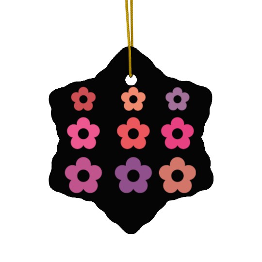 Large and small pink multi-colored flowers Ceramic Ornaments