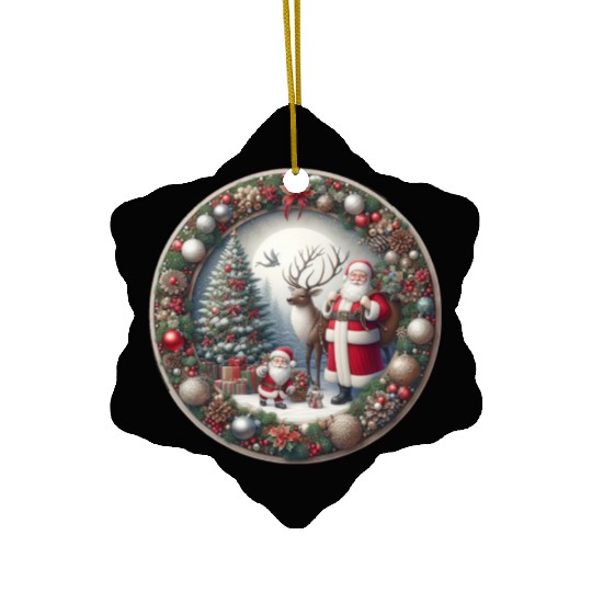 Happy Santa Claus: Traditional Christmas Image Ceramic Ornaments