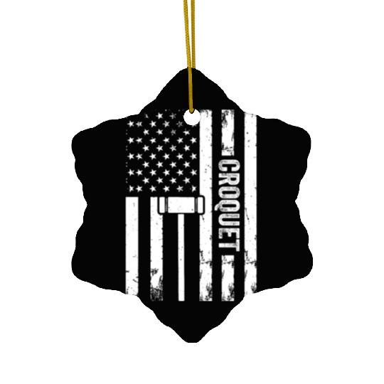 Croquet Player Croquet US Flag Croquet Ceramic Ornaments