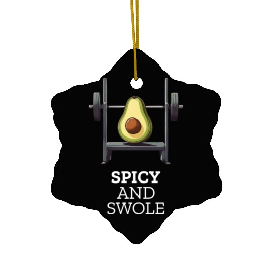 Spicy and Swole Avocado Gym Ceramic Ornaments