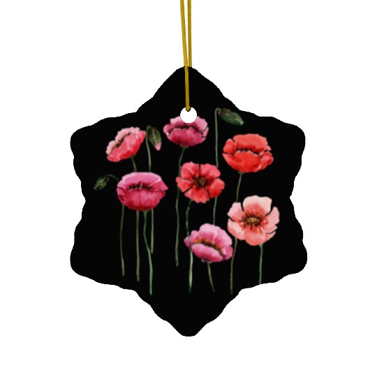 Poppies, spring bloomers, summer, flower, vintage. Ceramic Ornaments