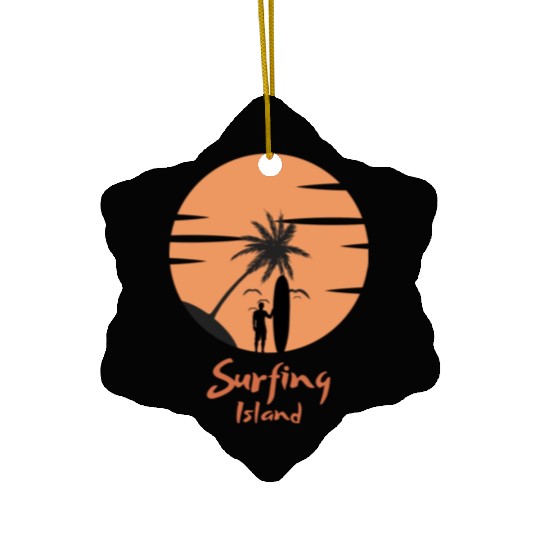 Surfing Island Ceramic Ornaments