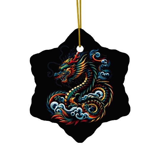 Colorful Dragon Zodiac Chinese Dragon Art Ceramic Ornaments