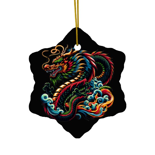 Colorful Chinese Dragon Artistic Design Ceramic Ornaments