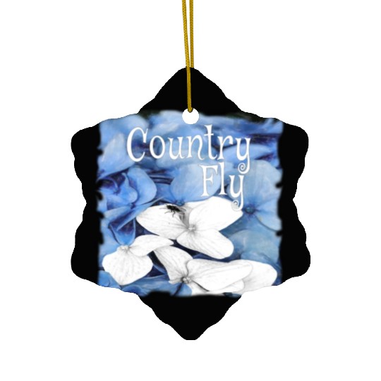 Country Fly Blue Hydrangea Watercolor Clothing Ceramic Ornaments