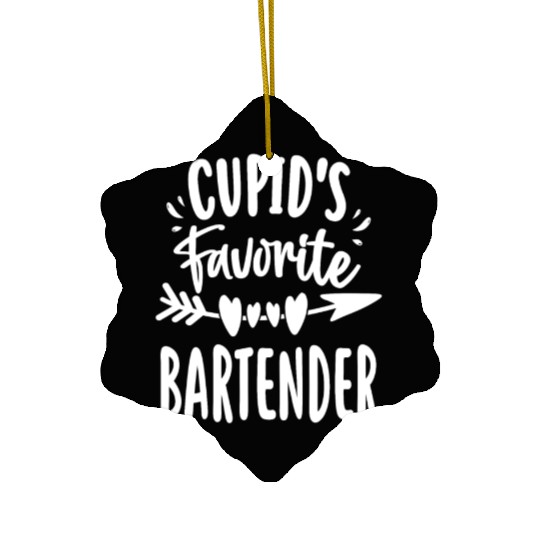 Cupid's Favorite Bartender Valentines Day Matching Ceramic Ornaments