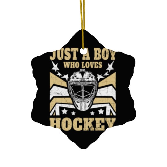 Funny Ice Hockey - Just a Boy who loves Hockey Ceramic Ornaments