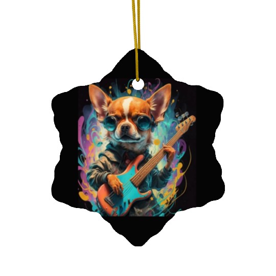 Chihuahua Playing Guitar Ceramic Ornaments
