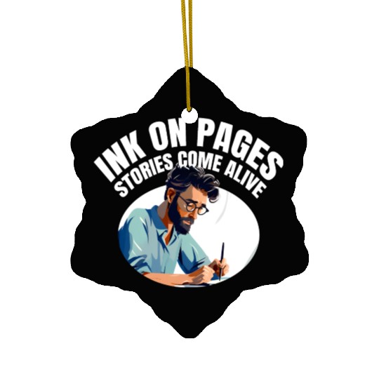 Ink on Pages Stories come alive Ceramic Ornaments